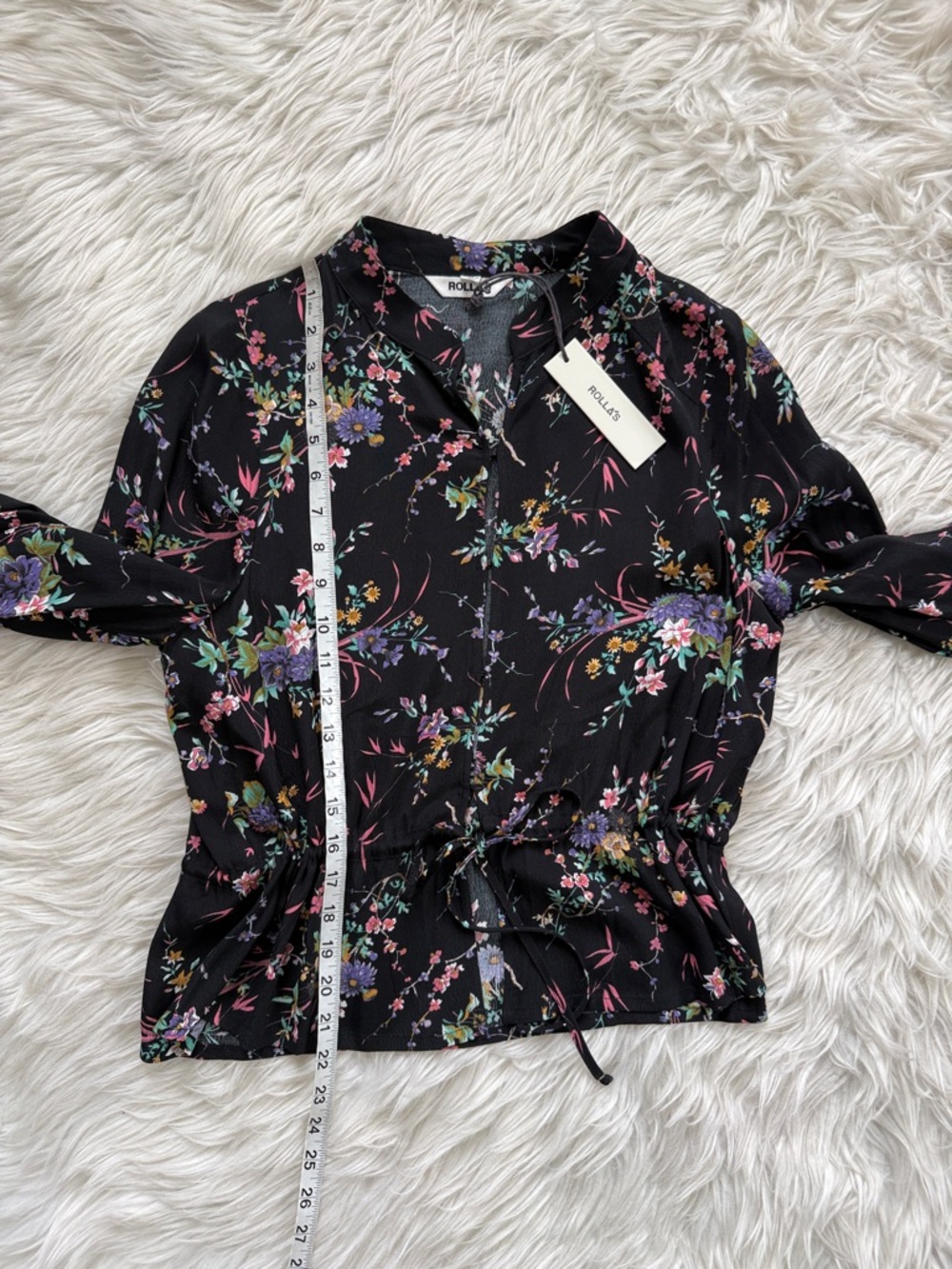 NWT!! ROLLA'S Ella Meadows Black Floral Long Sleeve Blouse Size M - Picture 12 of 12